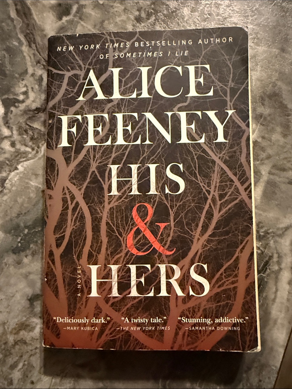 Alice Feeney "His & Hers" Paperback - Brown & Red Cover